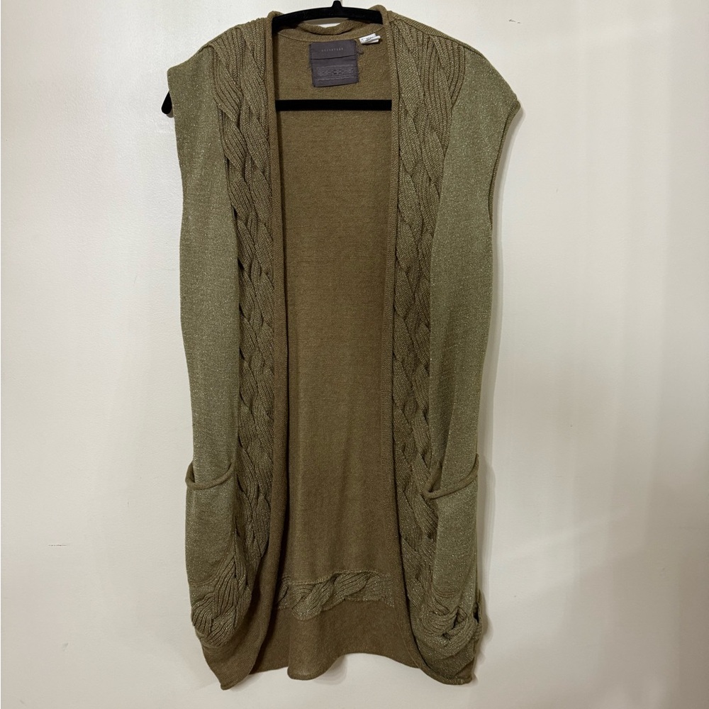 Anthropologie Olive Green Open Front Cardigan